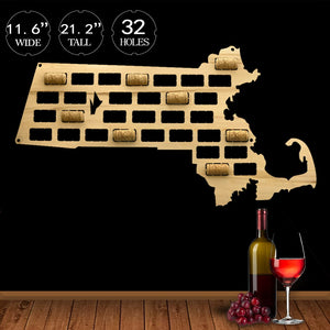 Massachusetts State Wine Cork Map USA State Wall Map Wine Cork Reused Display Wood Cutout Wall Art Home Decor Housewarming Gift