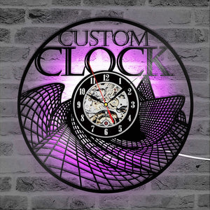 Black Round Griding CD Record Clock  Hollow Vintage and Creative Style Hanging LED Wall Clock Room Decor Fashion Wall Clock