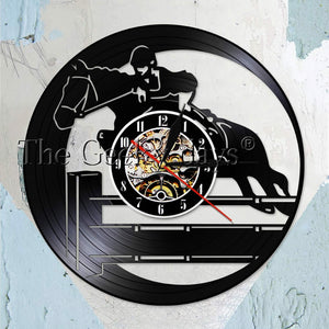 Equestrianism Hobby Vinyl Record Wall Clock Vintage Horseback Riding Sport Art Horse Rider Equestrian Vintage Clock Wall Watch