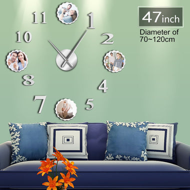Photo Picture Frame DIY Large Wall Clock Custom Photo Decorative Living Room Family Clock Personalized Images Frame Big Clock