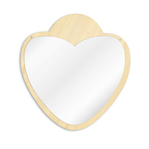 Heart Shaped Acrylic Wall Mirror with Wooden Back Girl Room Decoration Make-up Wall Mirror Valentines Day Gift For Her
