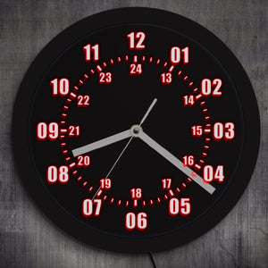 Military Time 24 Hours Display Neon Sign Wall Clock with LED Backlight Military World Time Zone Amateur Neon Sign LED Wall Clock