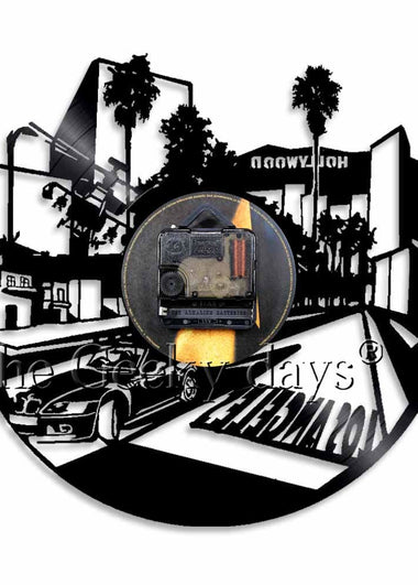 Los Angeles City Wall Clock Los Angeles Architecture Skyline Wall Art Vinyl Record Clock USA Travel Hollywood Housewarming Gift