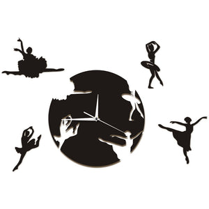 Flowing Ballerinas Wall Art Dancing Room Wall Decor Modern Clock Dancing Girls Decorative Wall Clocks Escape Girls Clock Watch