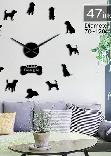 Small Hound Dog Breed English Beagle DIY Wall Art Decoration Giant Wall Clock Beagle Dog Pet Lovers Home Decor Modern Wall Clock