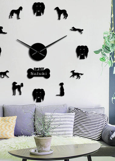 Whippet Dog Breed Saluki DIY Giant Wall Clock Wall Ar Mirror Effect Stickers Hanging Timepiece Home Decor Gift For Saluki Owners
