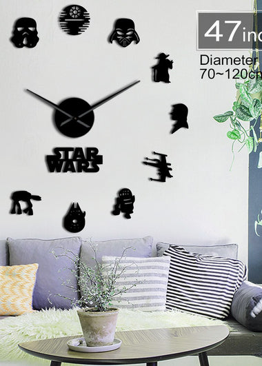 USA Classic Movie Characters Silhouettes Wall Art DIY Giant Wall Clock Fictional Universe Film Roles Decorative Kid Room Clock