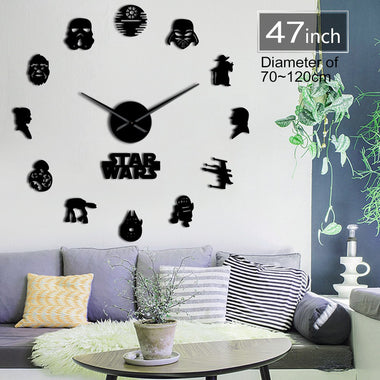 USA Classic Movie Characters Silhouettes Wall Art DIY Giant Wall Clock Fictional Universe Film Roles Decorative Kid Room Clock