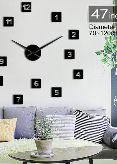 Modern DIY Acrylic Mirror Effect Wall Clock 3D Big Size WallClocks Living Room Home Decor Long Hands Needle Wall Clock Watch