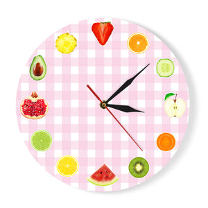 12 Different Kinds Of Fruit Wall Clock Fresh Fruit Slice Decorative Clcok Modern Colorful Home Decor Living Room Wall Watch