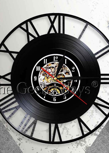 Roman Numerals Numbers Simple Wall Clock Vintage Style Vinyl Record Wall Clock Modern Design Home Decor Decorative Wall Watch