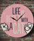 Life Is Better With A Cat Inspirational Cat Quote Modern Wall Clock Watch Girl Room Pink Wall Decor Cat Lover Housewarming Gift