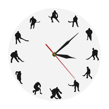 Hockey Minimalist Design Wall Clock Ice Hockey Field Hockey Sports Room Wall Decor Team Game Hockey Players Modern Wall Clock