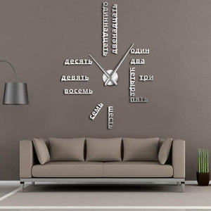 Foreign Language DIY Giant Wall Clock Large Soviet Russian Numbers Big Clock Watch Baby Room Preschool Decoration Russian Watch