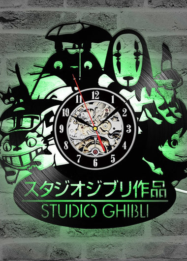 Totoro CD Vinyl Record Wall Clock Modern Cartoon Decorative LED Wall Clocks for Living Room Silent Hanging Watch Home Decor
