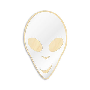 Alien ET Extraterrestrial Cute Wall Mirror E.T. Science Galaxy Planet Nursery Kid Room Decor Acrylic Mirror With Wooden Back