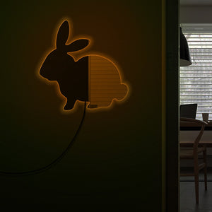 Modern Baby Room Bunny Decorative Wall Mirror Woodland Animal Makeup Mirror With LED Lights Rabbit Illuminated Acrylic Mirror