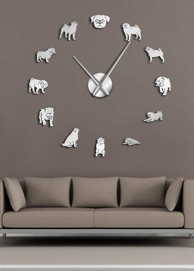 Pug a Licious Pug Dog DIY Giant Wall Clock Dog Breeds Mirror Effect Wall Art Pet Shop Decorative Wall Watch Gift For Pug Lovers