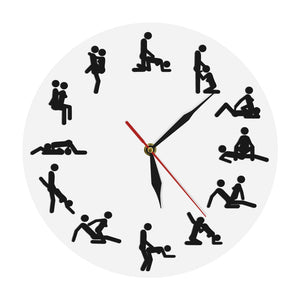 Sexual Positions Wall Clock Adult Sex Game 24 Hours Sex Dirty Smut Humor Wall Art Decorative Living Room Clock Bachelorette Gift