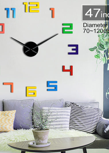 Colorful Numbers Wall Clock Rainbow Colors DIY Giant Wall Clock Multicoloured Arylic DIY Wall Clock Big Numbers Home Decor Clock