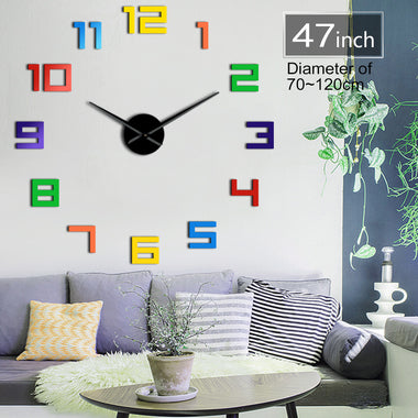 Colorful Numbers Wall Clock Rainbow Colors DIY Giant Wall Clock Multicoloured Arylic DIY Wall Clock Big Numbers Home Decor Clock