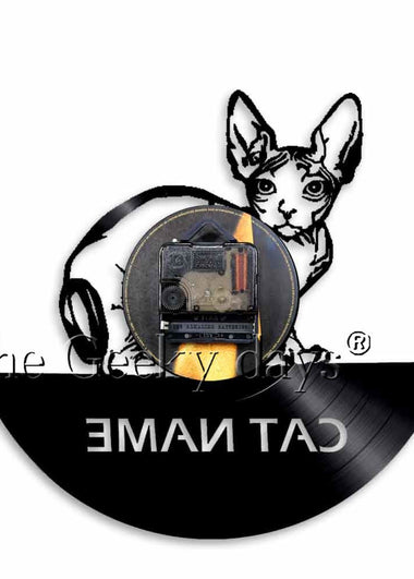 Kitten Cat Wall Clock Custom Cat Name Vinyl Record Wall Clock Personalised Cat Wall Art Name Clock Unique Gift For Cat Pet Owner