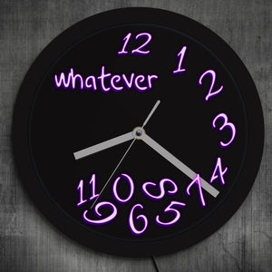 Whatever You Are Late Anyway LED Neon Wall Clock Whatever LED Lighted Clock Vintage Design Color Changes Illuminated Wall Clock