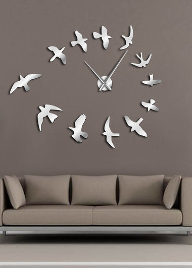 Decorative Mirror Wall Clock Flying Birds Wall Clock Modern Design Luxury Frameless DIY Large Clock Wall Watch Nature Room Decor