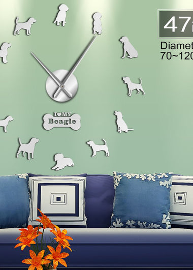 Small Hound Dog Breed English Beagle DIY Wall Art Decoration Giant Wall Clock Beagle Dog Pet Lovers Home Decor Modern Wall Clock