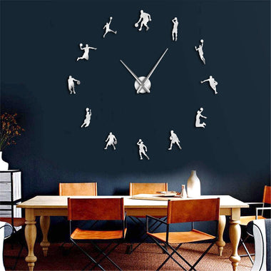 Basketball Players DIY Large Wall Clock Basketball Slam Dunk Kid Room Wall Decor Giant Wall Clock Basketball Wall Watch Gifts