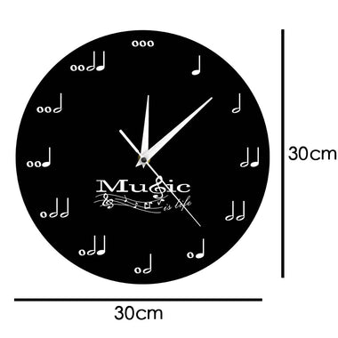 Music Is Life Inspirational Wall Decor Symphony Musical Wall Clock Treble Clef Music Studio Hanging Wall Watch Musician Gift