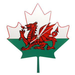 Flag of Wales Wall Clock Welsh Red Dragon On White Green Maple Leaf Y Ddraig Goch UK United Kingdom Great Britain Clock Watch