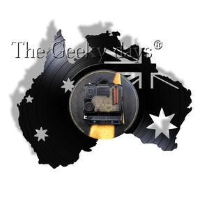 Flag of Australia Vinyl Record Wall Clock Patriotic Wall Art Australia Country Map Vintage Clock Watch Australia Treval Souvenir