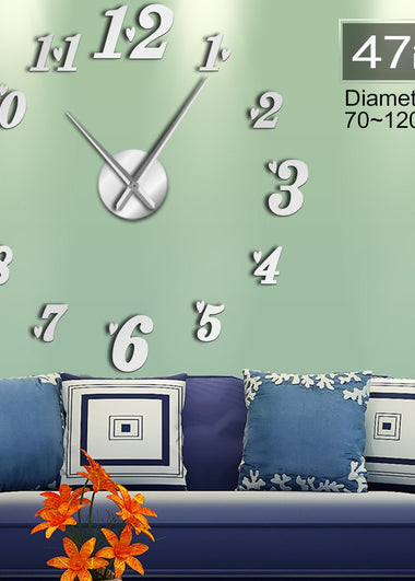 DIY Big Wall Clock Acrylic Mirror Effect Arabia Numbers With Heart Stickers Cool Wall Art Clock Watch Living Room Wall Decor