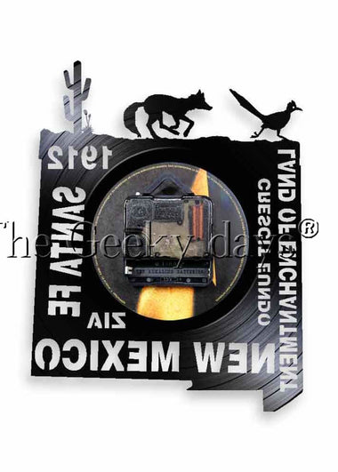Land of Enchantment USA Home State Sign Wall Clock Santa Fe Vinyl Record Wall Clock Living in New Mexico Housewarming Clock Gift