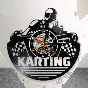 Go Kart Vintage Vinyl Record Wall Clock Modern Karting Decor Sports Time Clock Wall Watch Art Unique Gift Idea For Kating Racers