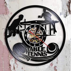 Table Tennis Wall Clock Table Tennis Club Wall Sign Vinyl Record Wall Clock Home Decor Ping Pong Vintage Clock Watch Sports Gift