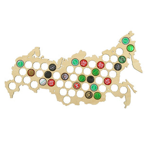 Russian Federation Beer Cap Map Russia Wine Cap Collector Display Map Wooden Caps Holder Russian Map Design Beer Cap Home Deco