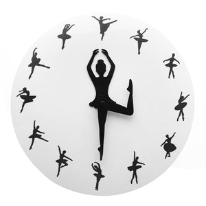 Ballerina Girl Wall Clock Dancing Lady Clock Hands Silent Movement Modern Wall Clock Dancing Room Decoration Swan Lake Art