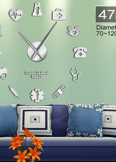 Proud To Be A Nurse Doctor & Nurse Kit DIY Large Wall Clock Medical Office Hospital Wall Art Decor Long Hands Clock Wall Watch