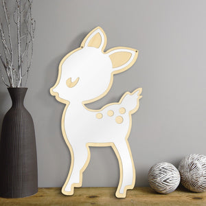 Little Deer Wall Mirror Acrylic Mirror and Wooden Back Hanging Mirrors Animal Nursery Wall Art Decor For Children's Room