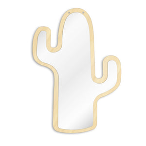 Desert Cactus Decorative Acrylic Wall Mirror With Wooden Back Cactus Hanging Interiors Home Decor Make-up Mirror Cactus Gift