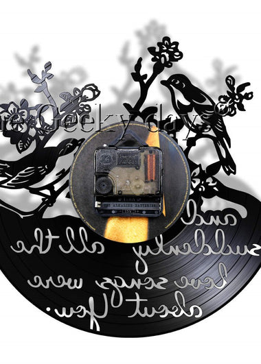 And Suddenly All The Love Songs Were All About You Inspirational Quote Vinyl Record Wall Clock Valentine Birds Retro Wall Watch