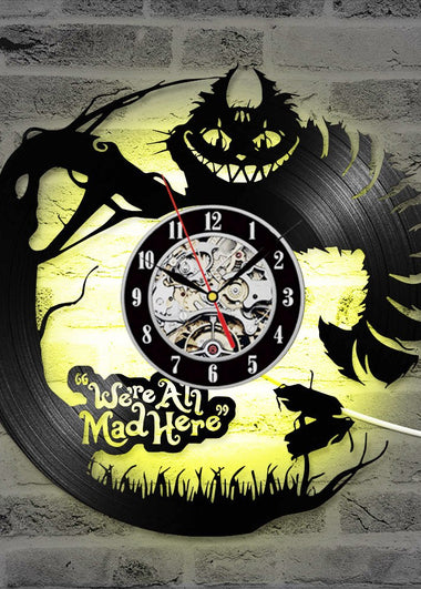 3D Cartoon Alice in Wonderland Vinyl Record LED Clock Creative CD Record Clock Antique New Design Hanging Clock Home Decor