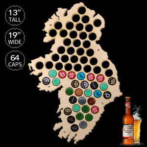 Personalized Ireland Beer Cap Map Irish  Sign Wooden Hanging Map Best Men's Gifts Ireland Beer Cap Holder Beer Cap Display Board