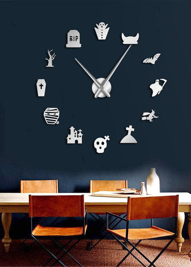 Halloween Party Horror DIY Giant Wall Clock Vintage Macabre Frameless Big Needle Clock Wall Watch Halloween Treats Decoration
